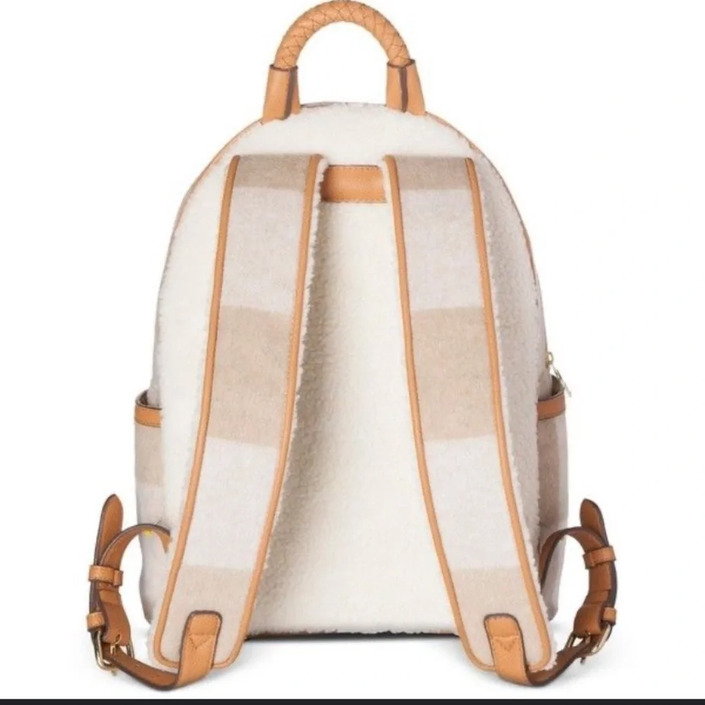 Adam Lippes for Target Shearling Backpack - Oatmeal Plaid, White fall bag casual